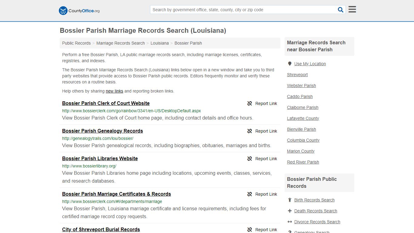 Bossier Parish Marriage Records Search (Louisiana) - County Office